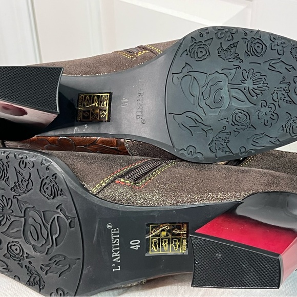 L’ Artiste bronze texture spring step Zinna leather booties art to wear size 9 - Picture 14 of 16